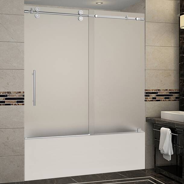 Aston Langham 75 H Single Sliding Frameless Shower Door And Reviews